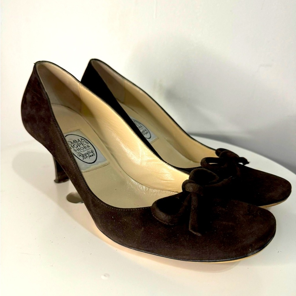 Emma Hope Brown Suede Bow Pumps | Chic Italian Heels | Size 40